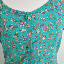 Load image into Gallery viewer, Vintage Nightingales Maxi Dress Turquoise Button Down Floral A Line Cottage 10
