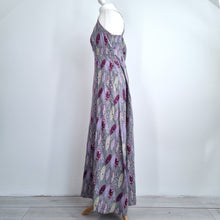 Load image into Gallery viewer, White Stuff Maxi Dress Feather Print Grey 100% Cotton Crisscross Back Lined 12
