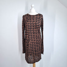 Load image into Gallery viewer, Marimekko T-shirt Dress Brown Medium Geometric Print Long Sleeves Modal Casual
