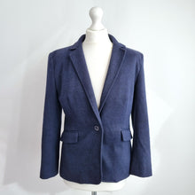 Load image into Gallery viewer, M&amp;S Autograph Blazer Wool Blend Jacket UK 10 Navy Smart Tailored Office Classic
