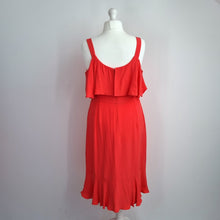 Load image into Gallery viewer, Monsoon Coral Cocktail Dress NEW Size 16 Could Shoulder Frills Lined Midi Party
