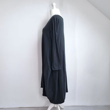 Load image into Gallery viewer, Diverse Italy Midi Dress Lagenlook One Size Balloon Black Pockets Jersey Cotton

