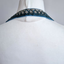 Load image into Gallery viewer, Vintage Topshop Y2K Top Halterneck Beaded Sequins Blue Jersey Backless Cowl 8
