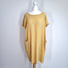 Load image into Gallery viewer, Made in Italy Tunic Dress 100% Cotton One Size Yellow Pockets Beach Casual Lagen
