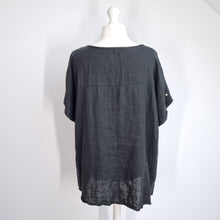 Load image into Gallery viewer, Blu Orchid Blouse 3XL 100% Linen Pearls Black Made in Italy Tunic Top Lagenlook
