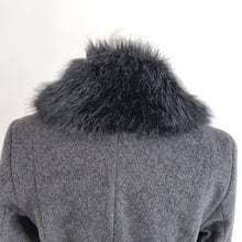 Load image into Gallery viewer, Feraud Coat Belted Wool Cashmere Grey Removable Faux Fur Collar Work Smart 10
