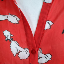 Load image into Gallery viewer, H by Henry Holland Blouse Poodles Dogs Red UK10 Knot Peter Pan Collar Top Shirt
