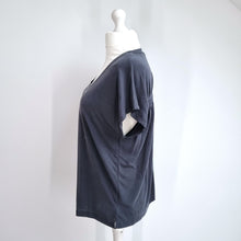 Load image into Gallery viewer, Next Scoop Neck T-Shirt UK 18 Dark Grey Ruched Back Stretch Casual Basic NEW
