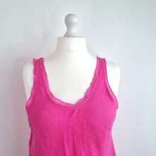 Load image into Gallery viewer, 100% Linen Dress Hot Pink Made in Italy Slip Skater Sleeveless Casual One Size
