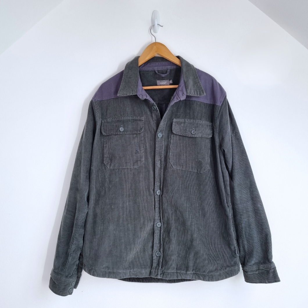 Howies Corduroy Mens Shirt XL Overshirt Jacket Green Pockets Shacket 100% Cotton