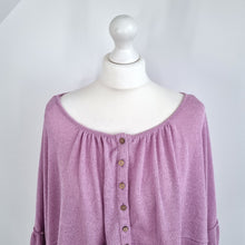 Load image into Gallery viewer, Free People Top Peasant Blouse Lilac Oversized Long Sleeves Boho Medium
