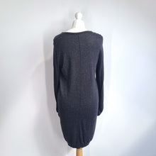 Load image into Gallery viewer, Whistles Jumper Dress Black Fine Knitted 12 Sparkly Mini Long Sleeves Sweater
