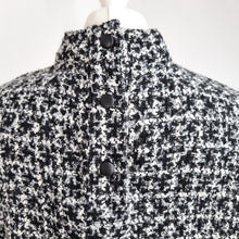 Load image into Gallery viewer, Zara Tweed Top Fringed XL Blouse Long Sleeves Boucle Black White Check Work
