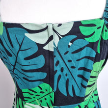 Load image into Gallery viewer, Collectif Dress A Line Monstera Leaf Dolores Stretch Retro Cotton Midi 50s 18
