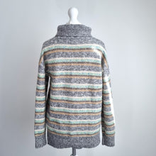 Load image into Gallery viewer, JD Williams Jumper Roll Neck Striped UK 8 10 Grey Soft Knit Winter Cosy Pastel
