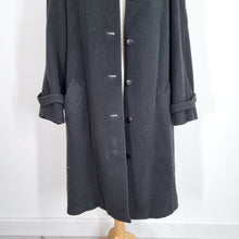 Load image into Gallery viewer, Vintage Coat Wool Camel Hair Blend UK 14 Oversized Black Classic Winter Long

