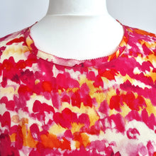 Load image into Gallery viewer, Whistles Blouse 100% Silk Pink Yellow Abstract Print Short Sleeves Top Bright 10
