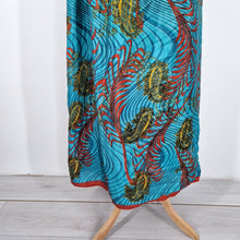 Load image into Gallery viewer, All About Audrey Dress Recycled Saree Maxi Blue Paisley Kaftan Vintage India M L
