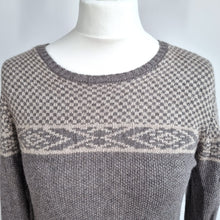 Load image into Gallery viewer, Sherpa Jumper Dress Fairisle Medium Merino Wool Alpaca Blend Knit Tunic Brown
