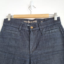 Load image into Gallery viewer, MiH Jeans Marrakesh Dark Blue Kick Flare Step Hem Mid Rise Indigo Ankle Size 28
