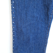 Load image into Gallery viewer, NYDJ Tummy Tuck Jeans Rhinestone Embellished Bootcut Dark Blue High Rise UK 14
