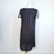 Load image into Gallery viewer, Noa Noa Black Sheer Mesh Dress L Jinglebell Net Metallic Disc Embellished Party
