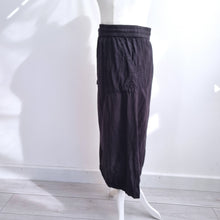 Load image into Gallery viewer, JD Williams Midi Skirt Plus Size UK 30 Linen Blend Elastic Waist Black Pockets
