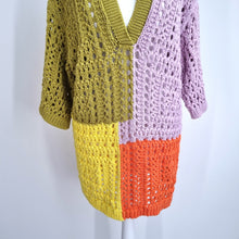 Load image into Gallery viewer, Zara Crochet Tunic Jumper Oversized Polo Shirt Small Granny Square  Boho Knit
