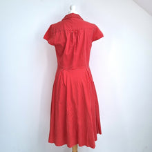 Load image into Gallery viewer, Laura Ashley Dress Red Polka Dot Pockets Button Down Cotton Lined Retro 50s 12

