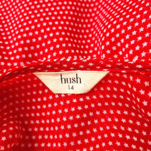 Load image into Gallery viewer, Hush Blouse Red Stars Print Chiffon Top Peasant Long Sleeves Floaty Ditsy 14
