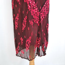 Load image into Gallery viewer, Monsoon Dress Velvet Devore Silk Y2K Slip Occasion Wedding Guest Burgundy 14
