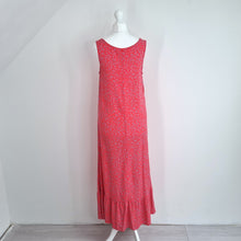 Load image into Gallery viewer, Hush Midi Maxi Dress Pockets Coral Red Print Ruffle Sleeveless Tank Summer 8
