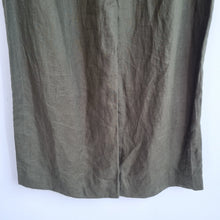 Load image into Gallery viewer, Phase Eight Trousers 100% Linen Wide Leg Green Khaki Palazzo High Rise Pocket 16
