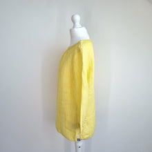 Load image into Gallery viewer, Boden Top 100% Linen Yellow UK 8 Blouse Button Down Back 3/4 Sleeves Work Casual
