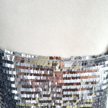Load image into Gallery viewer, Zara Silver Sequin Top Crop Camisole Metallic Lined Party Festival Medium
