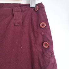 Load image into Gallery viewer, Toast Trousers Burgundy Wide Leg 10 Crop High Rise Cotton Marked Side Buttons
