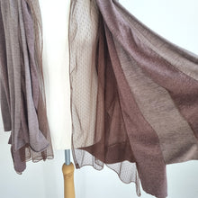 Load image into Gallery viewer, Lily J Waterfall Cardigan Brown Tulle Detail Jersey Cotton Blend Casual S M
