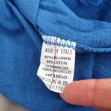 Load image into Gallery viewer, Made in Italy Linen Blend Top Blue Oversized Boxy Blouse One Size Cotton Colette
