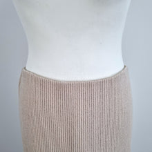 Load image into Gallery viewer, COS Knitted Maxi Skirt Beige Cream Ribbed Straight Slit Elastic Waist Large
