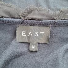 Load image into Gallery viewer, East Flower Trim Cardigan Top Medium Navy Black Long Sleeve Stretch Jersey
