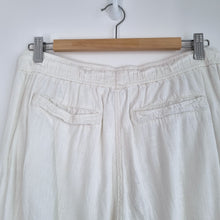 Load image into Gallery viewer, Next Cargo Harem Trousers UK 10 Cream Relaxed Fit Linen Blend Pockets Cuffed
