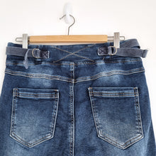 Load image into Gallery viewer, Melly&amp;Co Denim Joggers Made in Italy Jeans Adjustable Dark Blue Stretch Large 12

