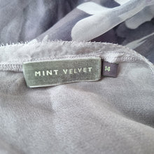 Load image into Gallery viewer, Mint Velvet 100% Silk Dress Floral Print UK 14 Grey Lilac Layered Occasion Party
