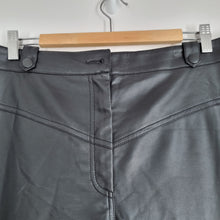 Load image into Gallery viewer, Oliver Bonas Trousers Faux Leather Size 18 Black Wide Leg Pockets High Rise
