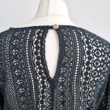 Load image into Gallery viewer, Made in Italy Blouse Lace 100% Cotton Black One Size Flare Sleeves Top Boho Goth
