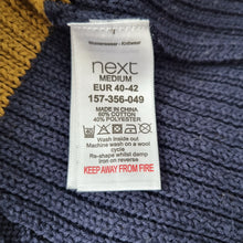 Load image into Gallery viewer, Next Jumper Lace Up Back Chunky Knit Green Navy Striped Cotton Blend Medium
