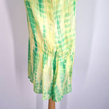 Load image into Gallery viewer, Warehouse 100% Silk Top Tunic Medium Tie-Dye Yellow Green Blouse Beach Coverup

