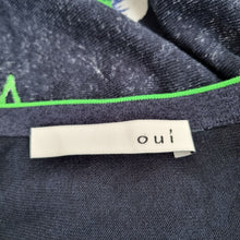 Load image into Gallery viewer, Oui Top Blouse Oversized Floral Print UK 14 Cotton Blend Blue Green Short Sleeve
