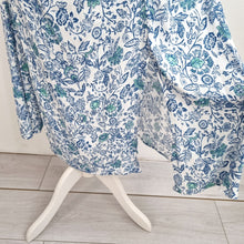 Load image into Gallery viewer, Per Una Midi Skirt 16 M&amp;S Floral Print Blue White Gathered Slit Holiday Ruched
