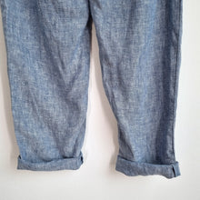 Load image into Gallery viewer, White Stuff Trousers 100% Linen 10 Light Blue Pleated Elastic Waist High Rise
